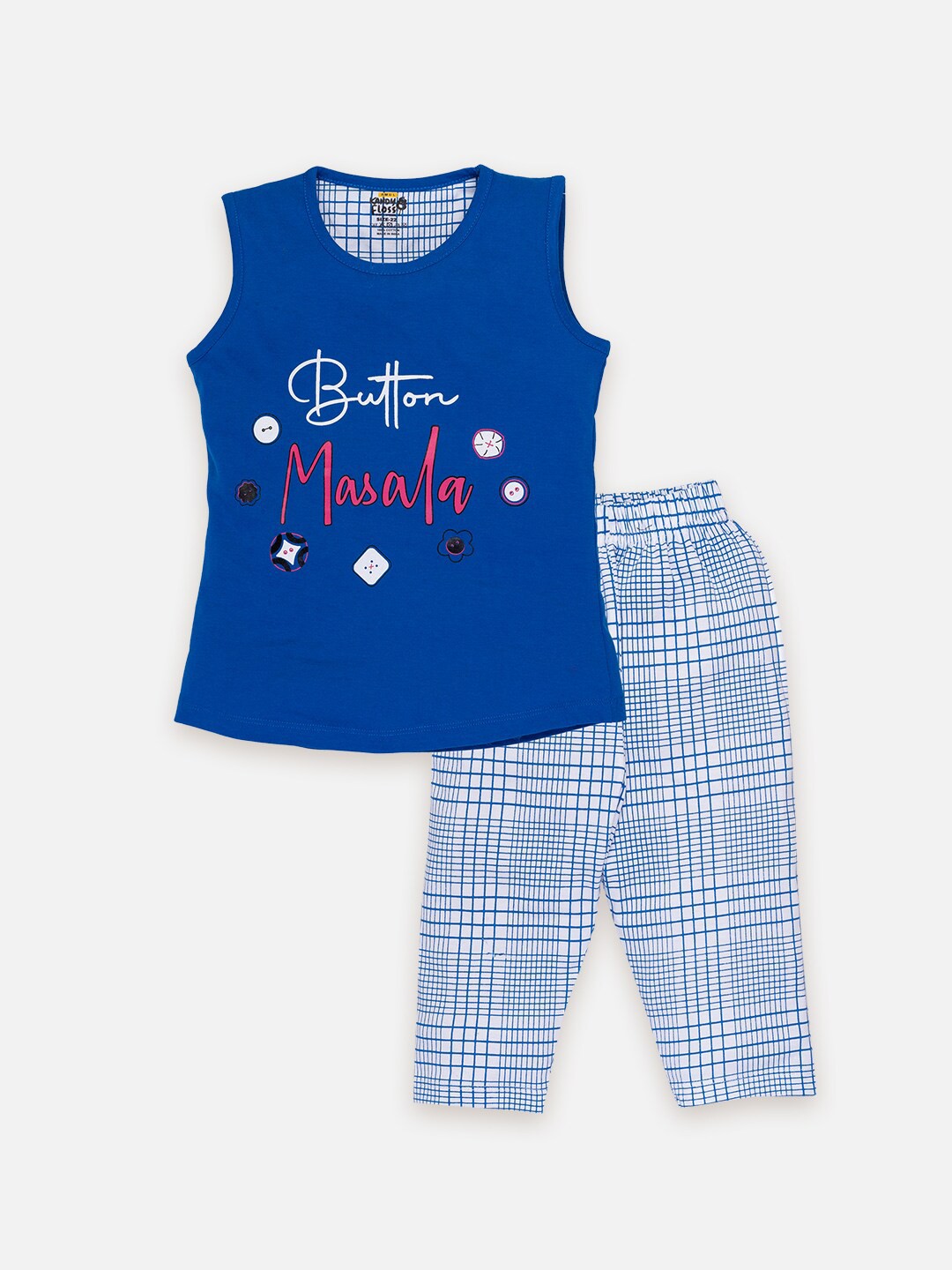 

AMUL Kandyfloss Girls Pure Cotton Top with Capris, Blue