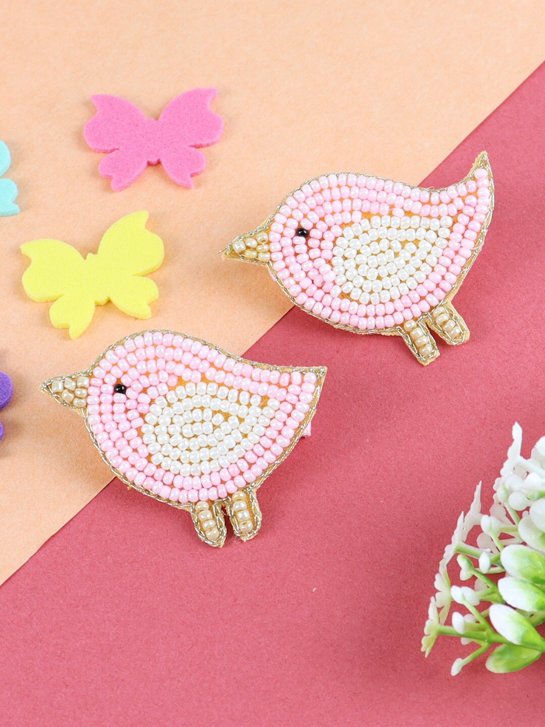 

Asthetika Kids Girls Set Of 2 Embellished Alligator Hair Clips, Pink