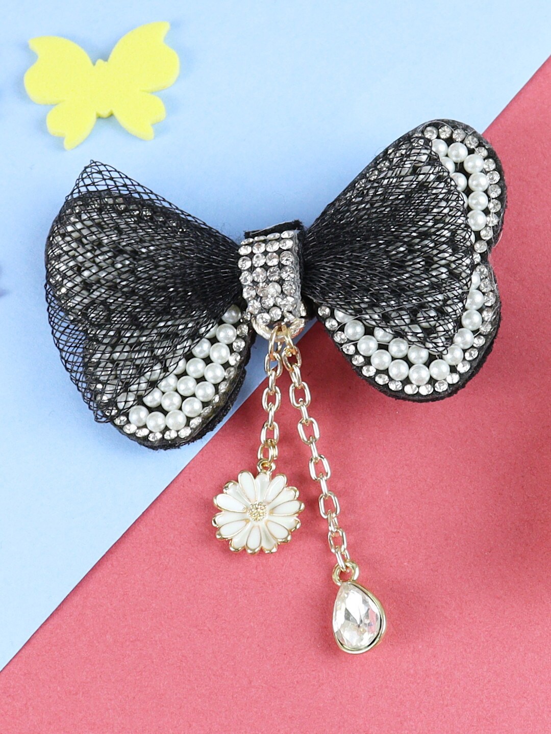 

Asthetika Kids Girls Bow Embellished Alligator Hair Clip, Black