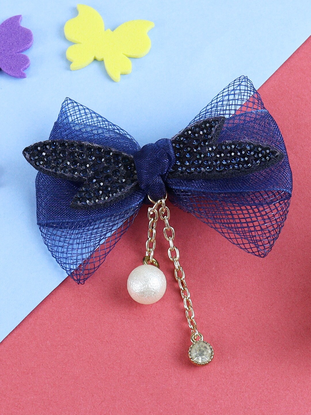 

Asthetika Kids Girls Embellished Bow Alligator Hair Clip, Blue