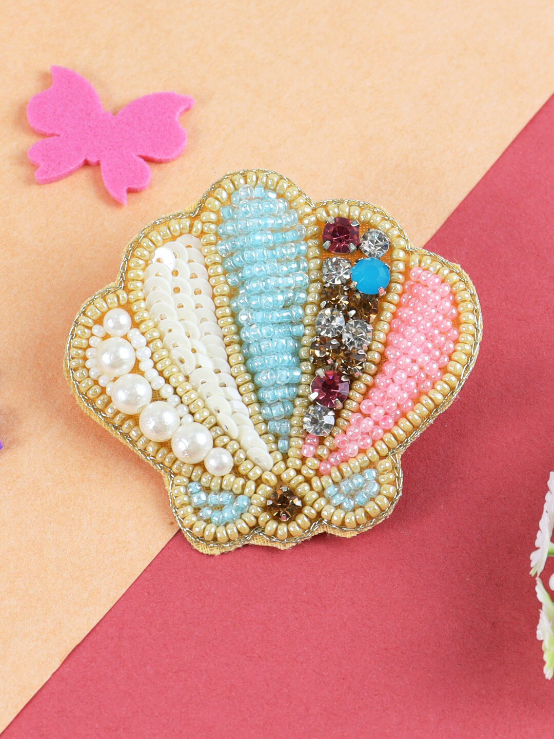

Asthetika Kids Girls Embellished Sea Shell Alligator Hair Clip, Blue