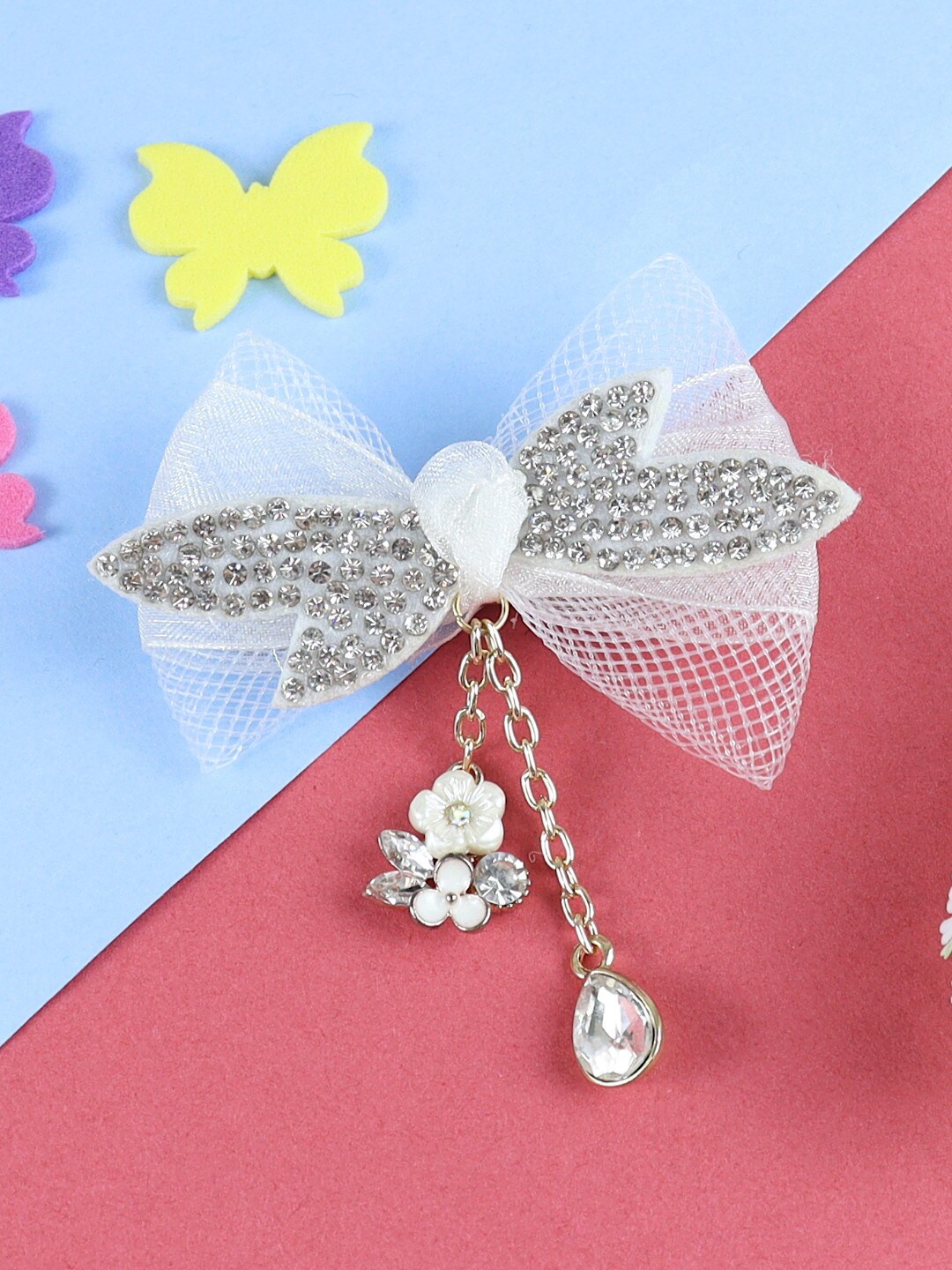 

Asthetika Kids Girls Embellished Bow Alligator Hair Clip, White