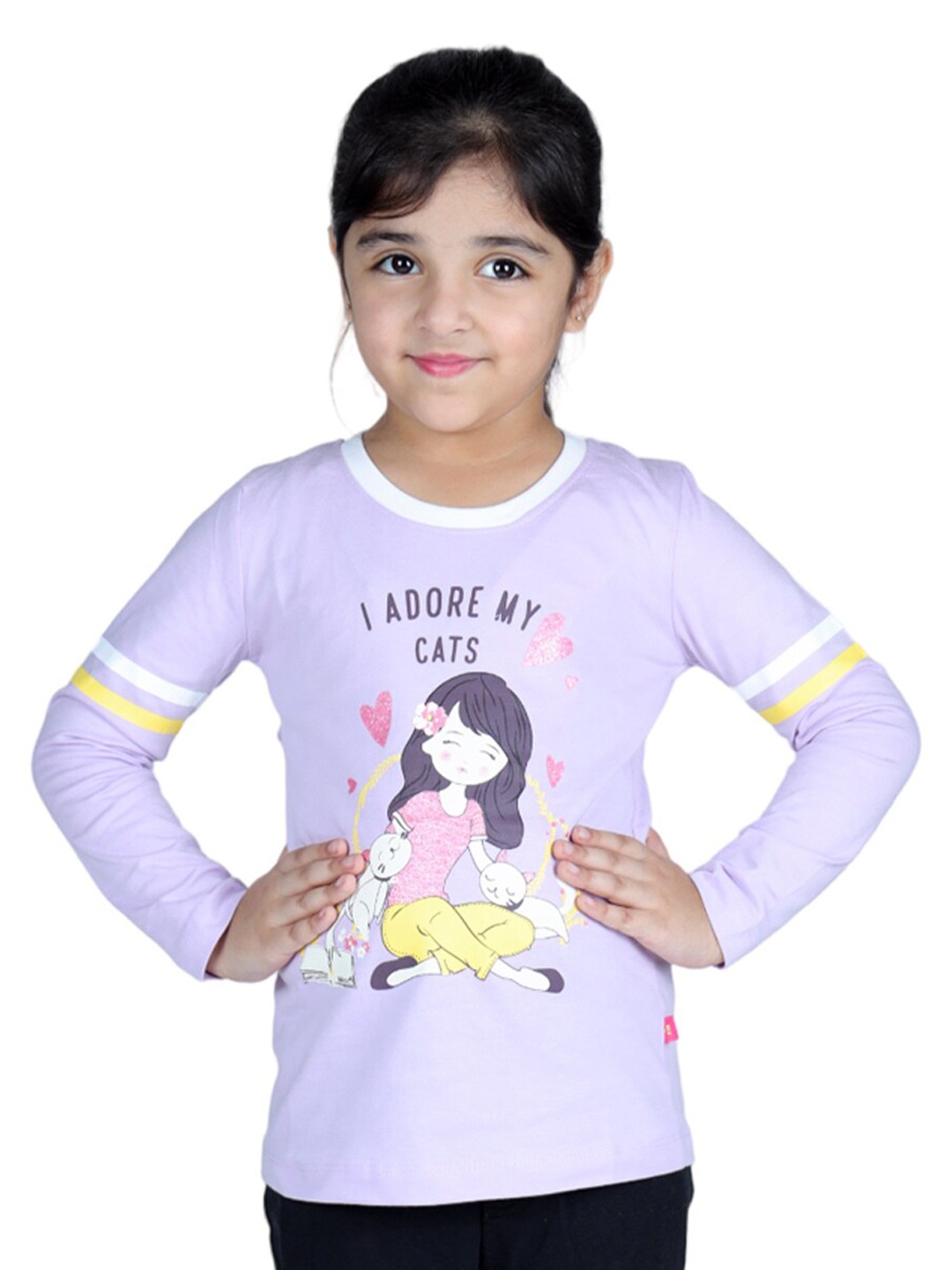 

3PIN Girls Grapic Printed Long Sleeve Cotton T-shirt, Lavender