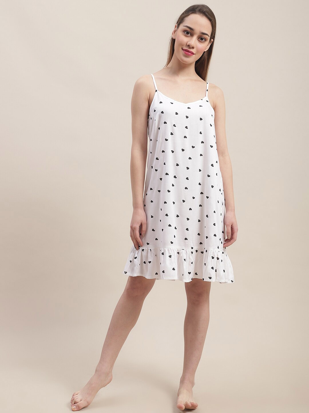 

Katn India Conversational Printed Sleeveless Nightdress, White