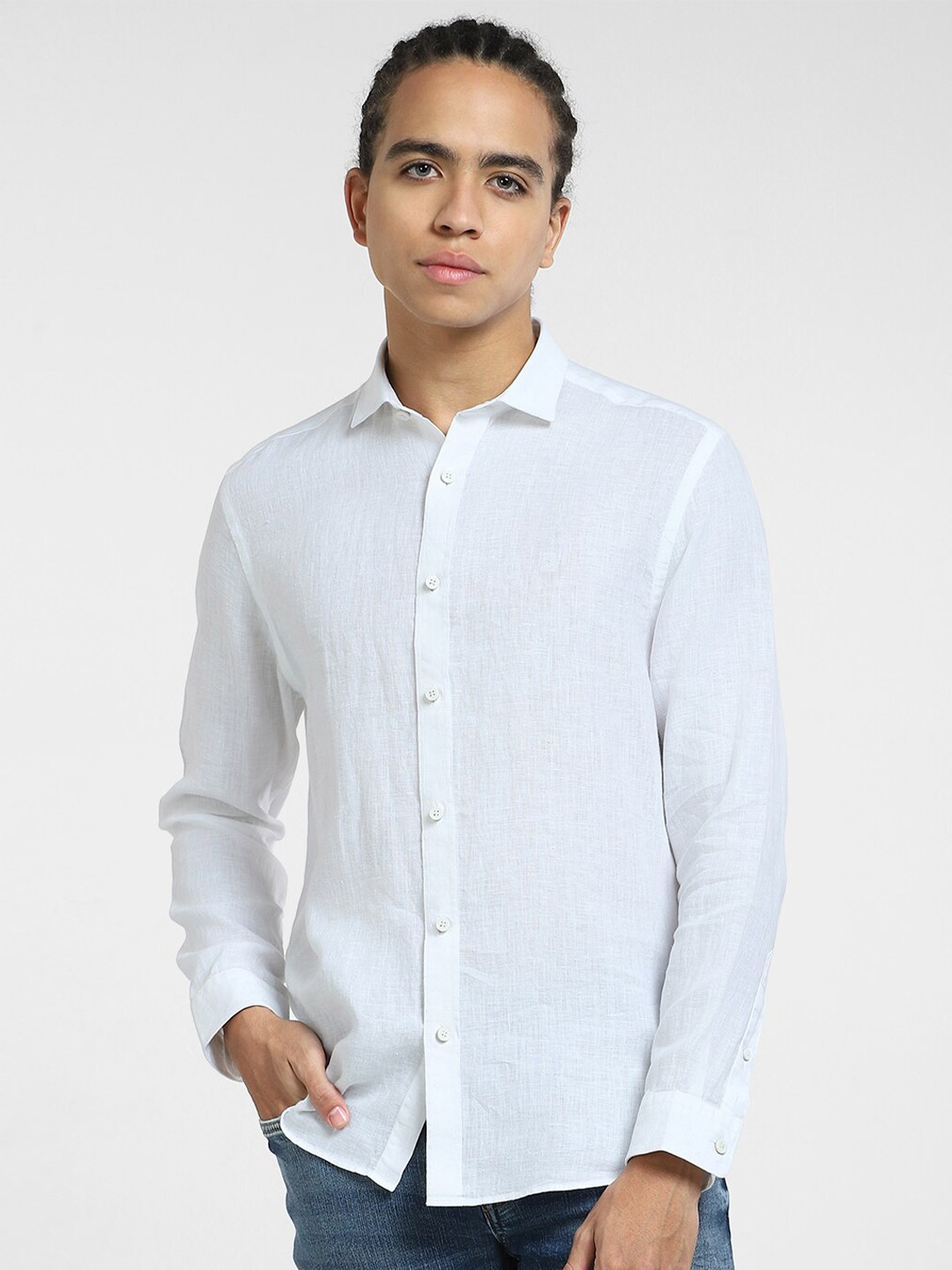 

Jack & Jones Regular Fit Linen Long Sleeves Casual Shirt, White