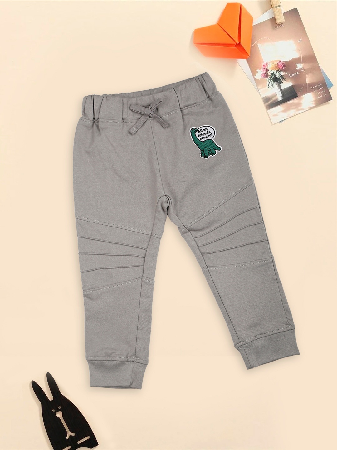 

MeeMee Boys Mid Rise Cotton Jogger, Grey