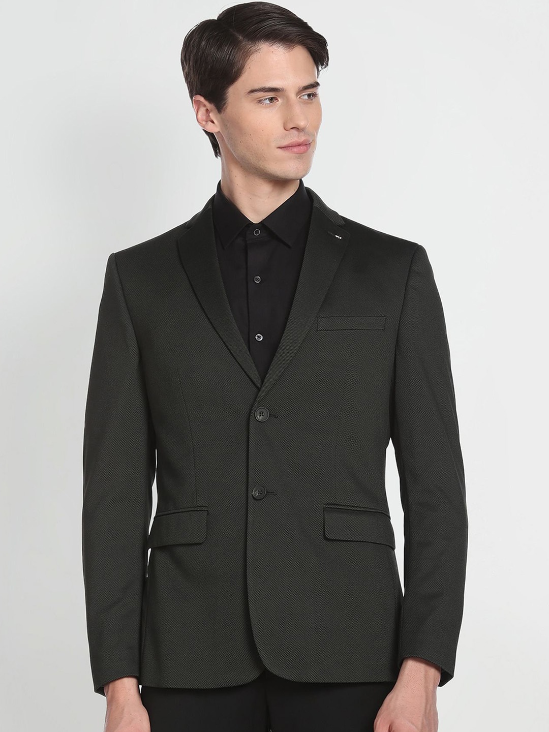 

Arrow Zero Calorie Dobby Slim-Fit Single-Breasted Formal Blazers, Green