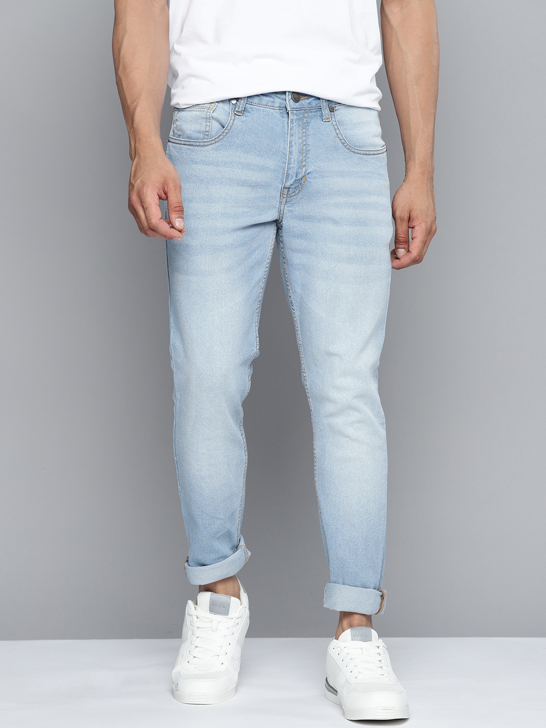 

Mast & Harbour Men Skinny Fit Heavy Fade Jeans, Blue