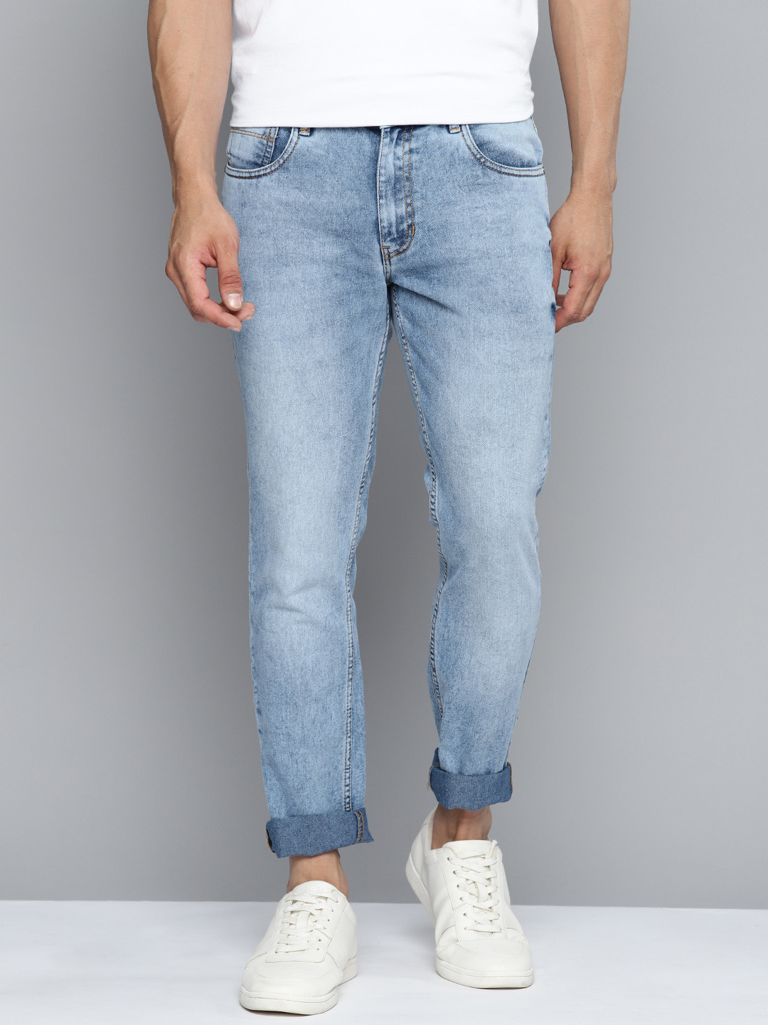 

Mast & Harbour Men Skinny Fit Light Fade Jeans, Blue