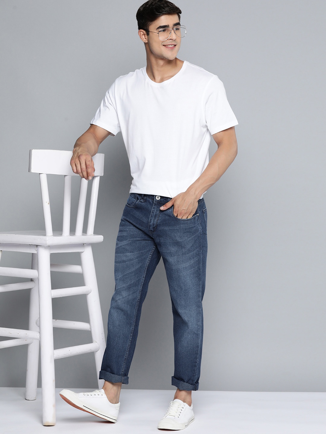 

Mast & Harbour Slim Fit Light Fade Stretchable Jeans, Blue