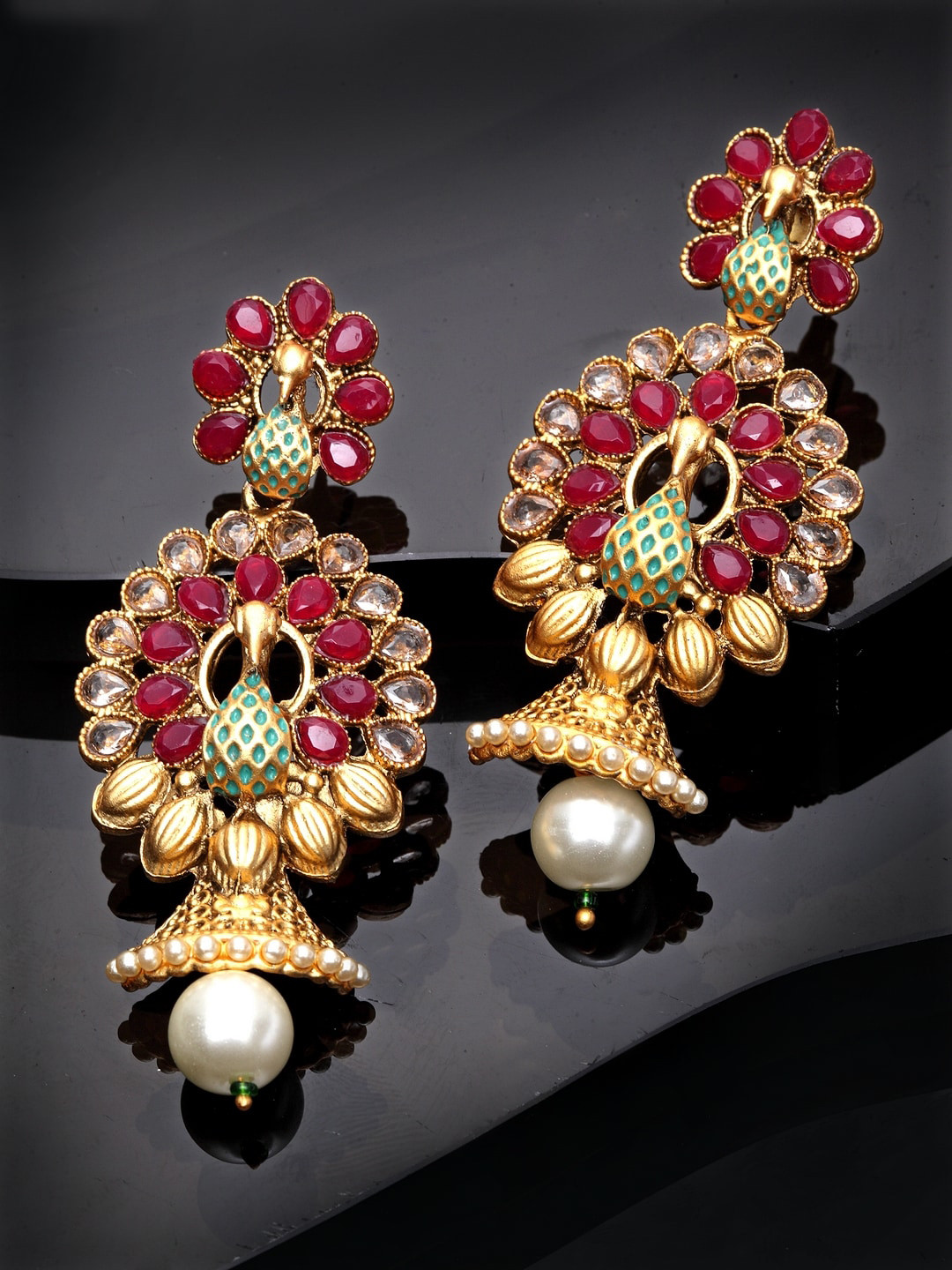 

PANASH Gold-Plated Peacock Shaped Drop Earrings