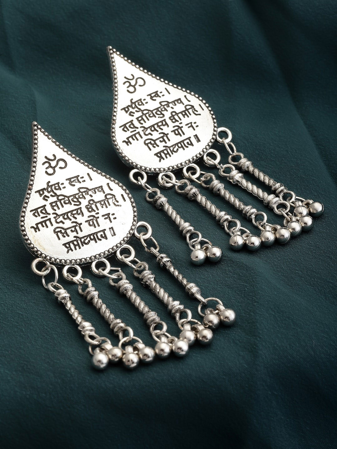 

PANASH Silver-Plated Paisley Shaped Drop Earrings
