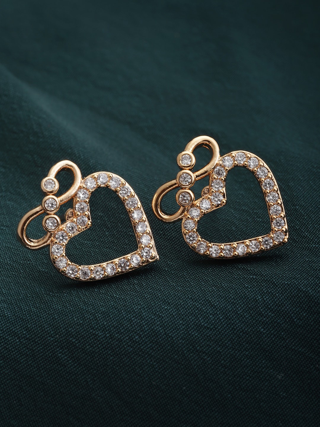 

PANASH Gold-Plated Heart Shaped Studs Earrings, White