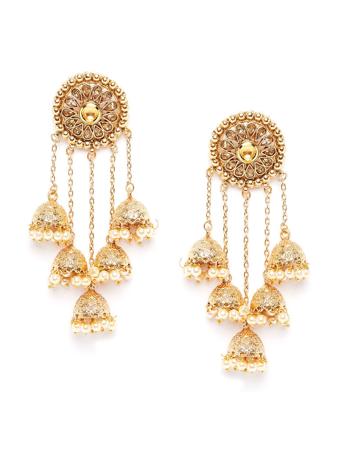 

PANASH Gold-Plated Floral Jhumkas Earrings
