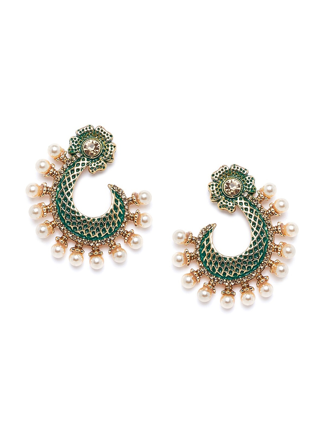 

PANASH Floral Gold-Plated Studs Earrings, Green
