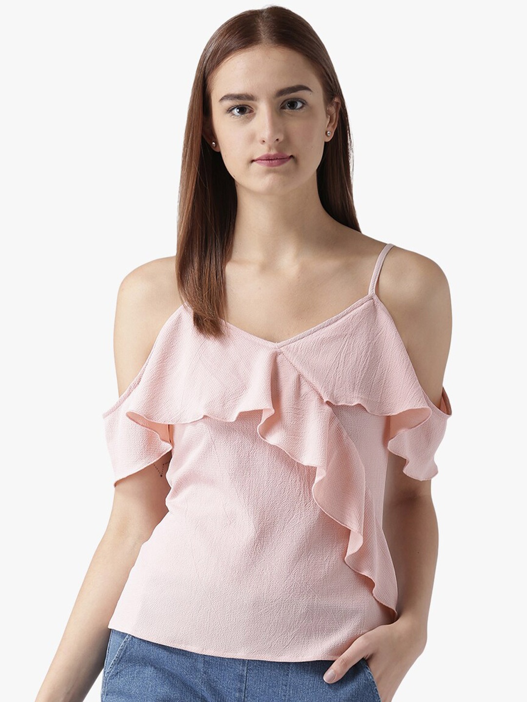 

DODO & MOA Shoulder Strap Bardot Top, Peach