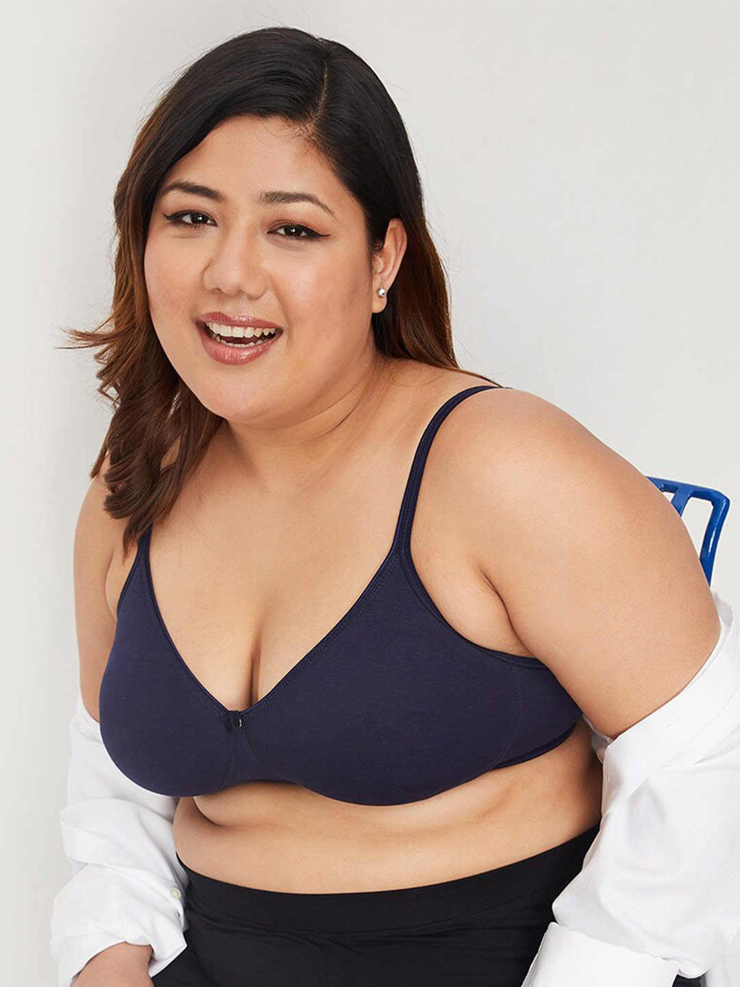 

max Plus Size Lightly Padded Non-Wired All Day Comfort Bra, Navy blue