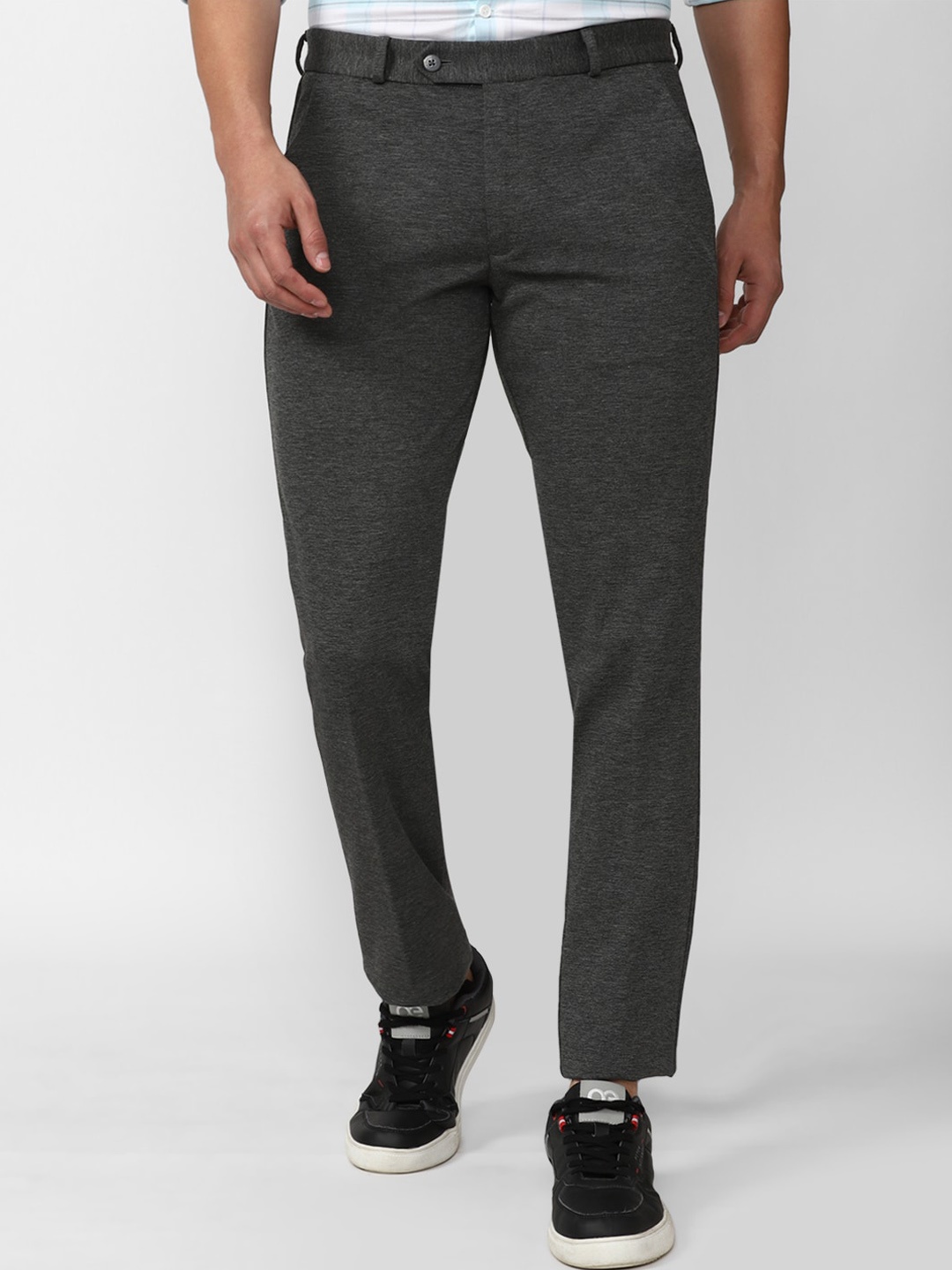 

Peter England Men Grey Textured Slim Fit Formal Trousers