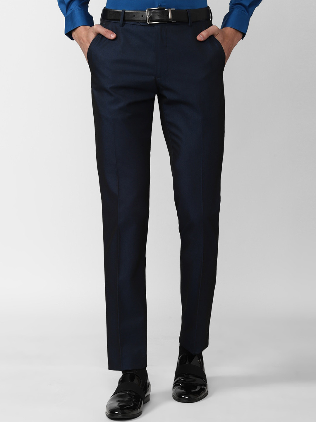 

Peter England Men Slim Fit Trousers, Navy blue