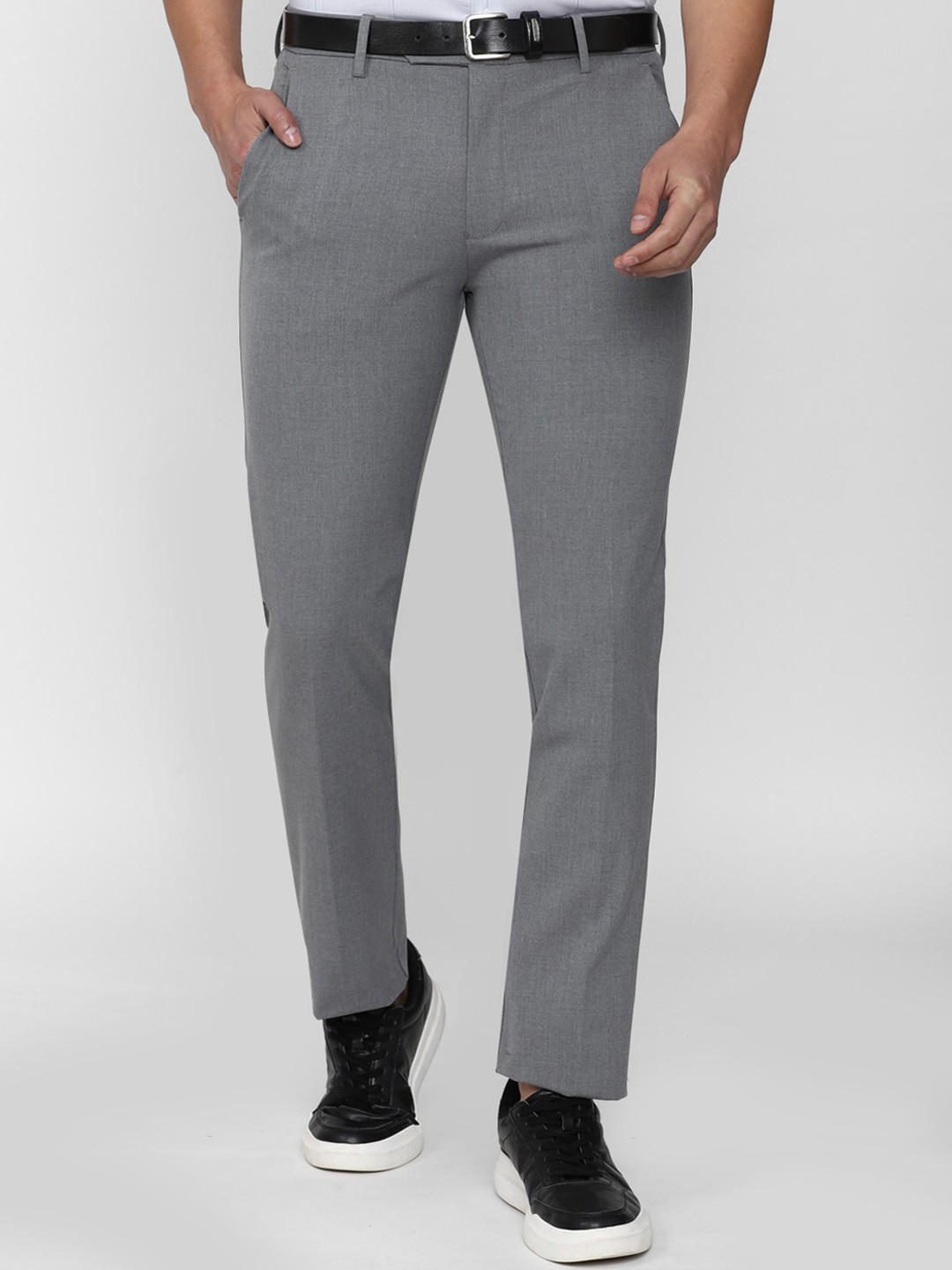

Peter England Men Mid-Rise Slim Fit Trousers, Grey