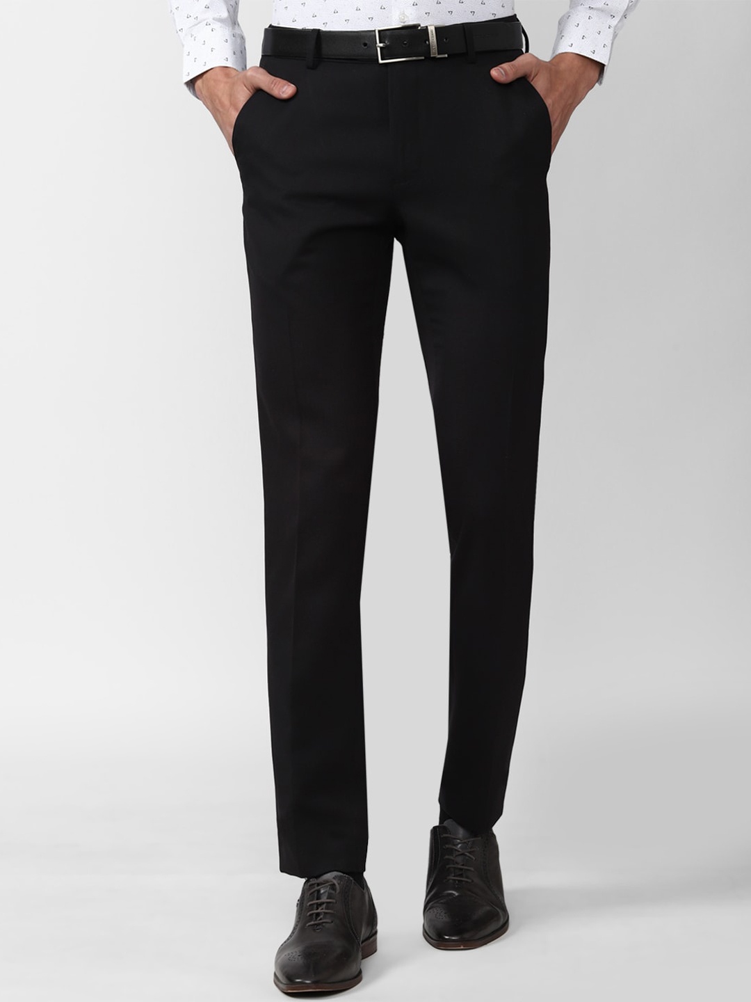 

Peter England Men Slim Fit Trousers, Black