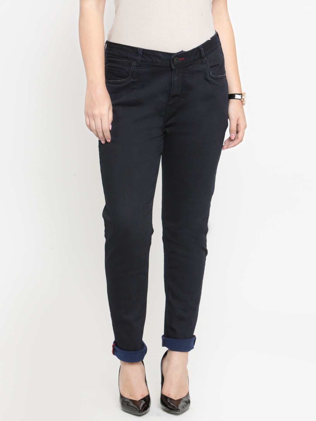 

aLL Plus Size Women Black Regular Fit Mid-Rise Clean Look Jeans