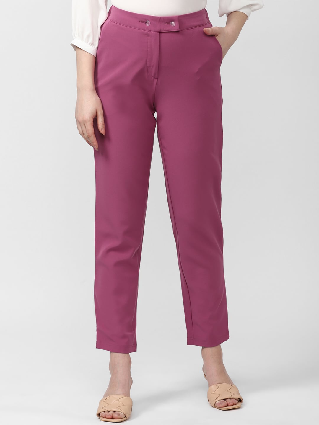 

Van Heusen Woman Slim Fit Cropped Trousers, Pink