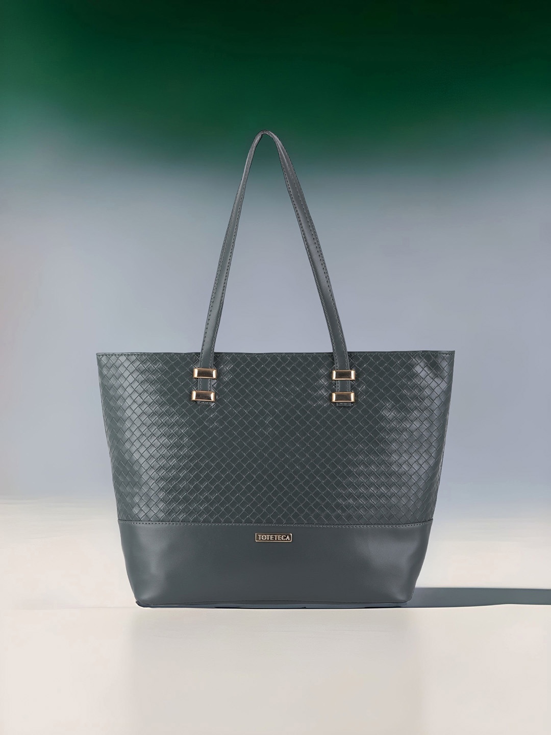 

Toteteca Oversized Textured Structured Tote Bag, Grey