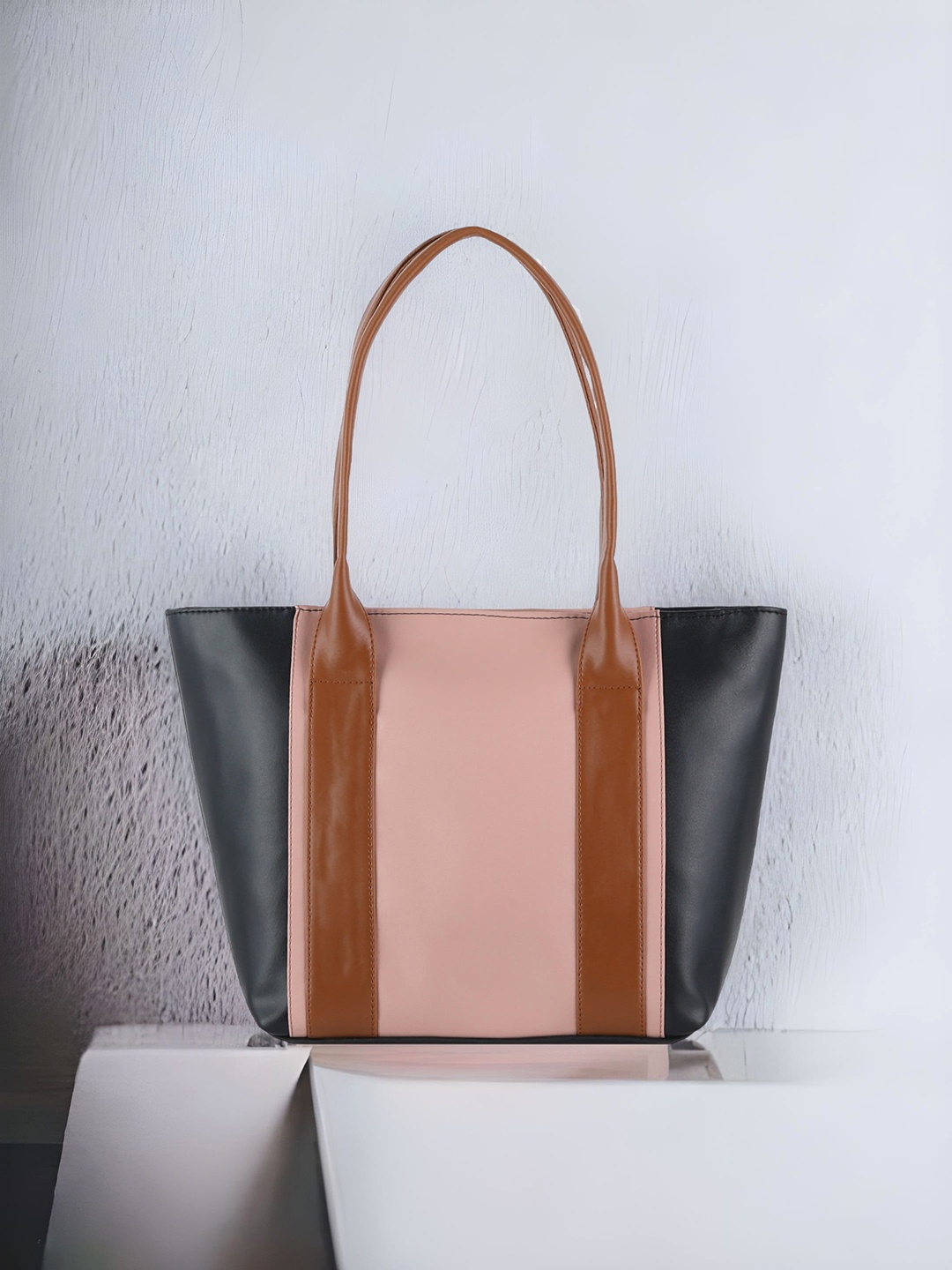 

Toteteca Colourblocked PU Oversized Shopper Tote Bag, Pink