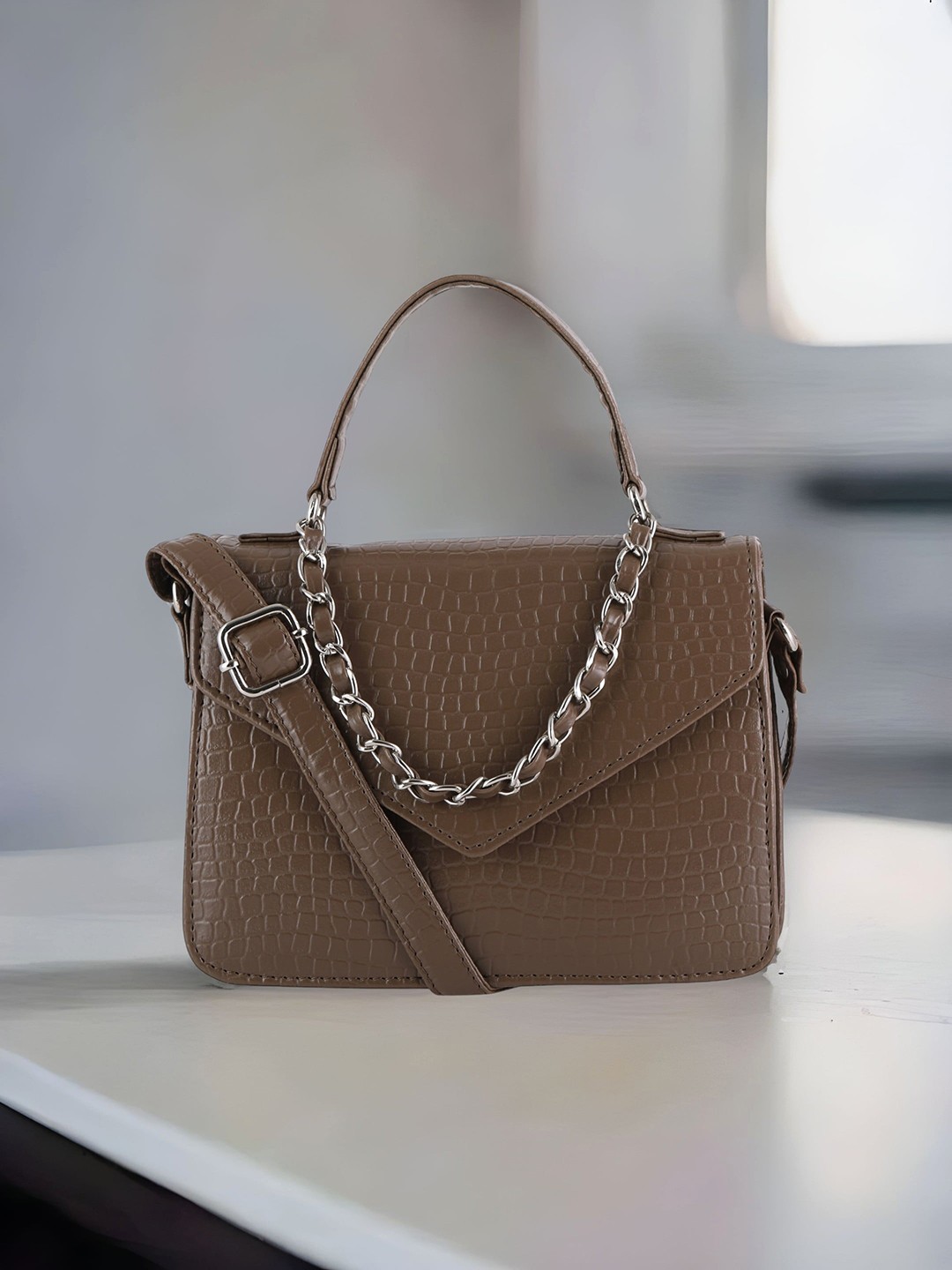 

Toteteca Textured PU Shopper Satchel, Beige