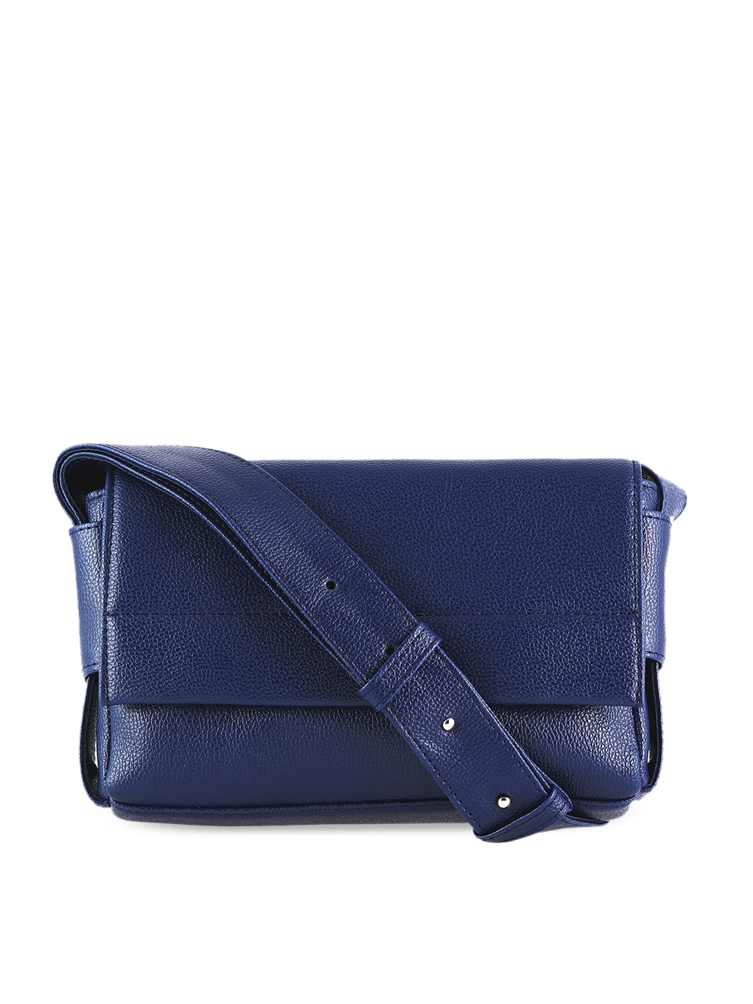 

Toteteca Blue Textured PU Structured Sling Bag with Fringed