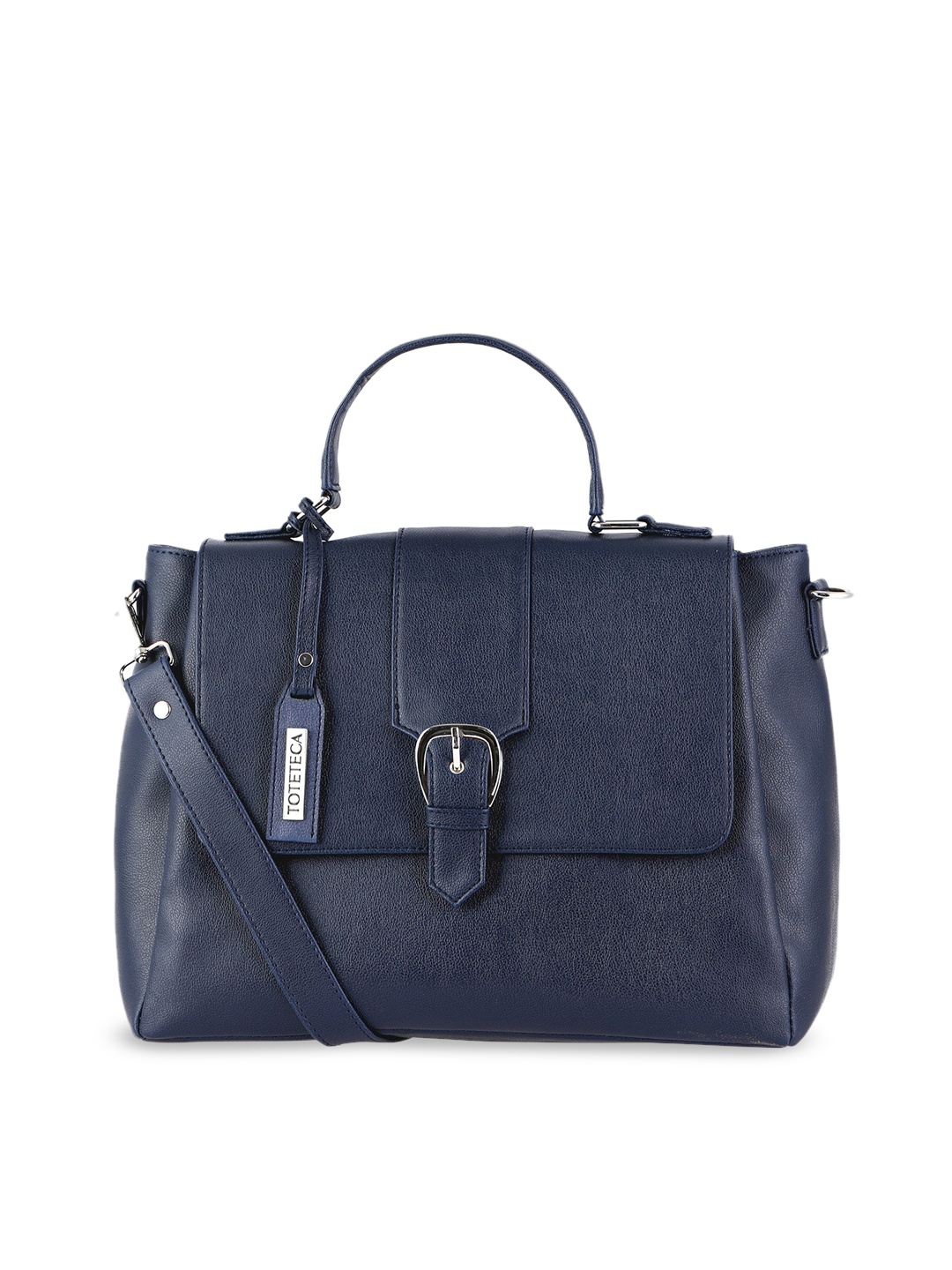 

Toteteca Textured Structured Satchel Bag With Tasselled, Blue