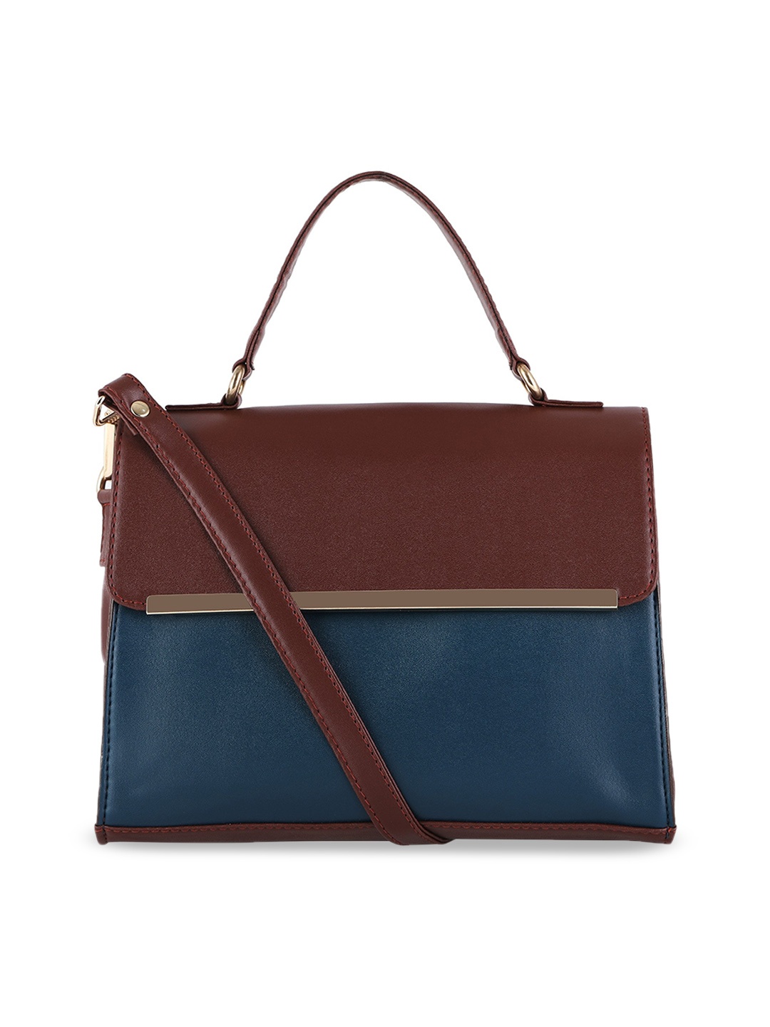 

Toteteca Colourblocked Structured Satchel, Brown