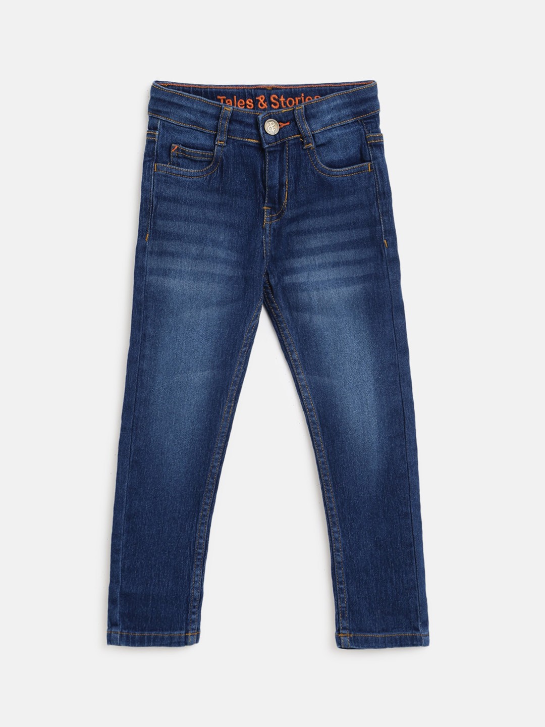 

TALES & STORIES Boys Slim Fit Light Fade Stretchable Jeans, Blue