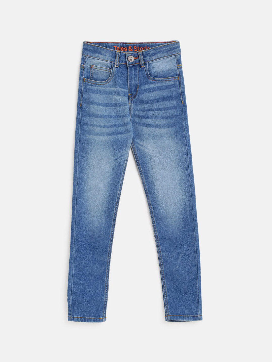 

TALES & STORIES Boys Slim Fit Heavy Fade Stretchable Jeans, Blue