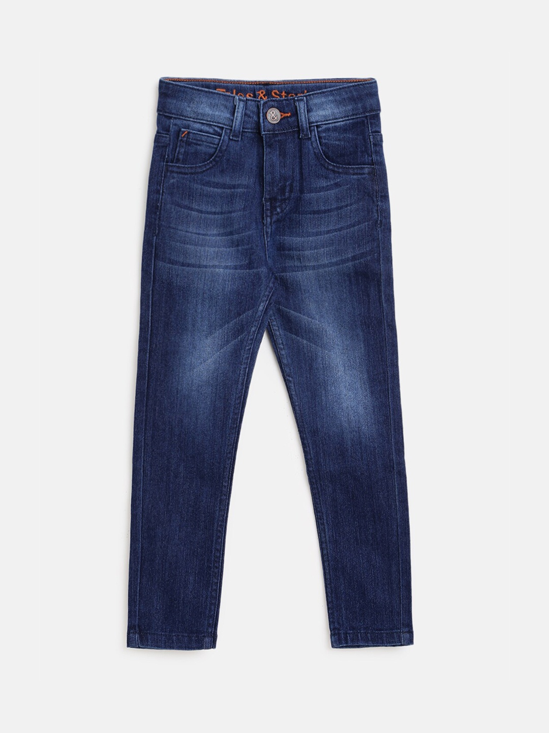 

TALES & STORIES Boys Slim Fit Light Fade Stretchable Jeans, Navy blue