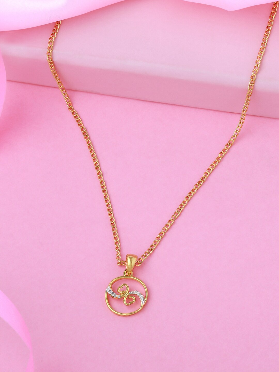 

Estele Gold-Plated CZ-Studded Pendant With Chain, White