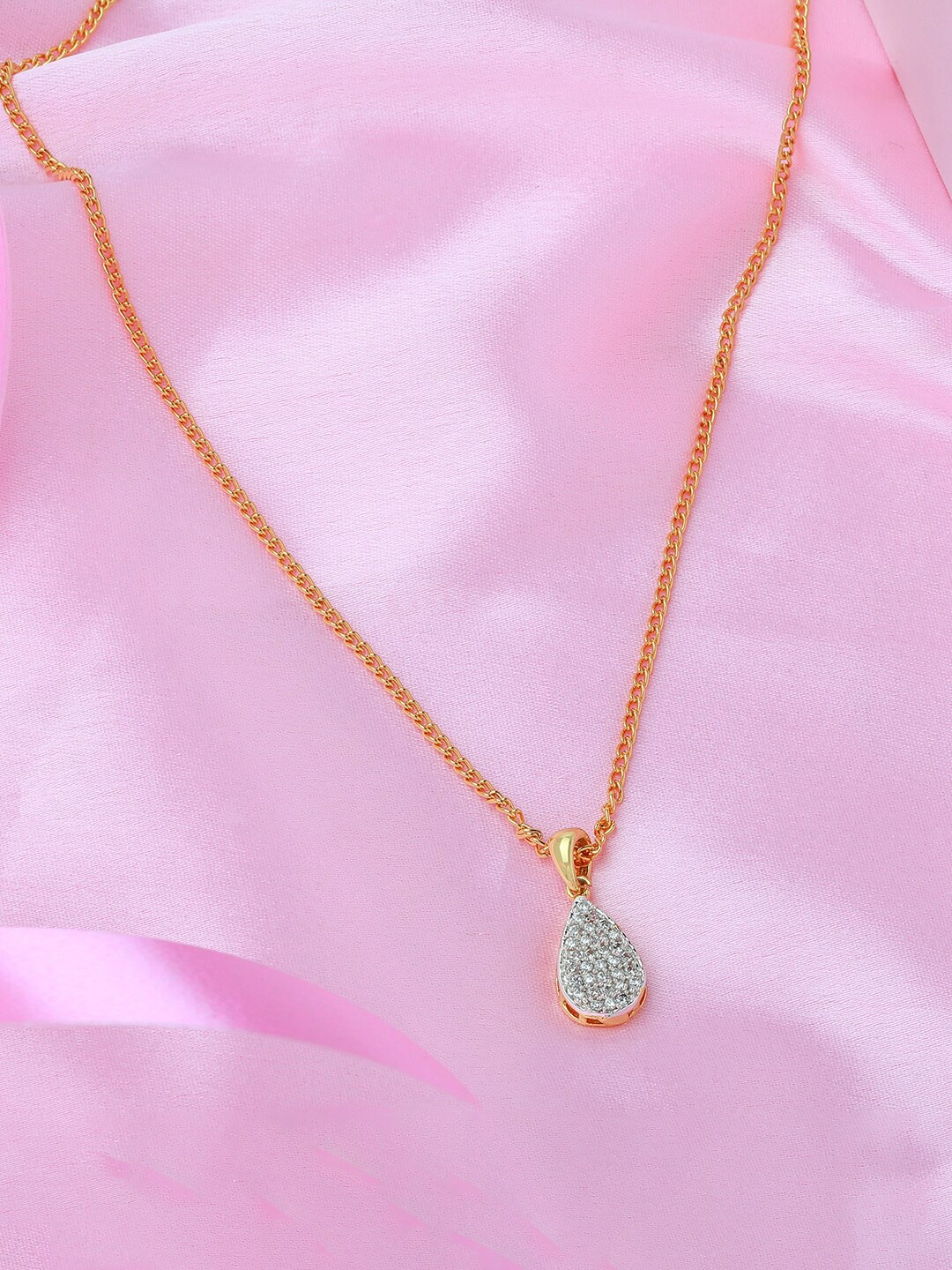 

Estele Gold-Plated CZ Studded Pendant With Chain