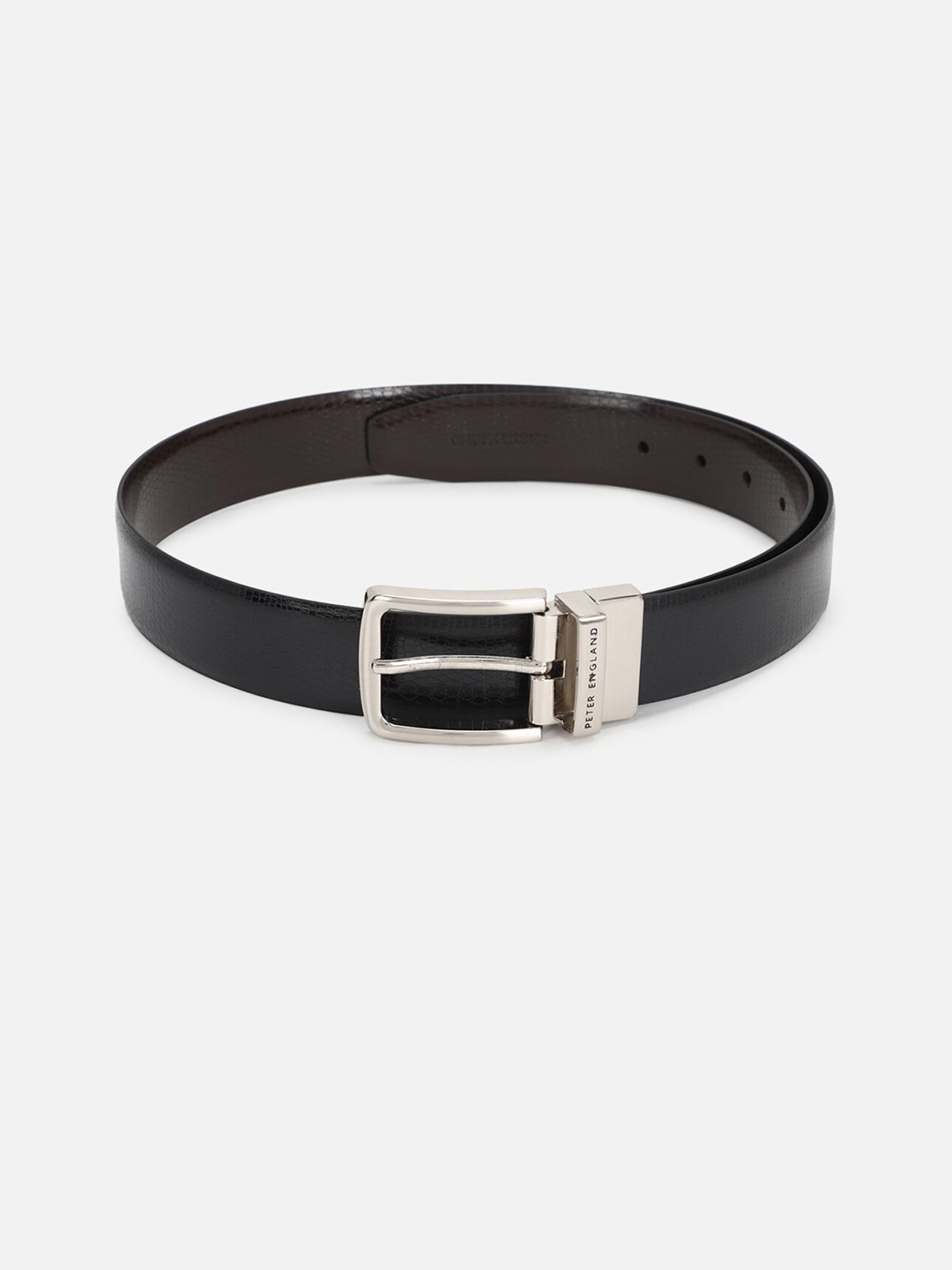 

Peter England Men Leather Tang Closure Belt, Black