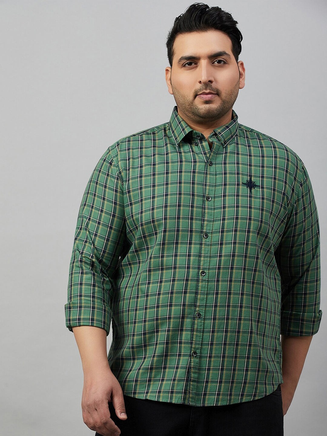 

SHOWOFF Plus Men Tartan Checked Cotton Comfort Casual Shirt, Green