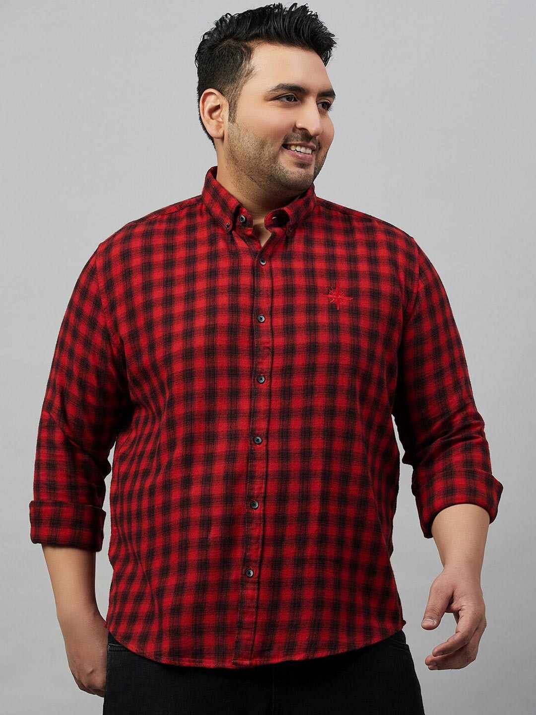 

SHOWOFF Plus Plus Size Comfort Tartan Checks Cotton Casual Shirt, Red