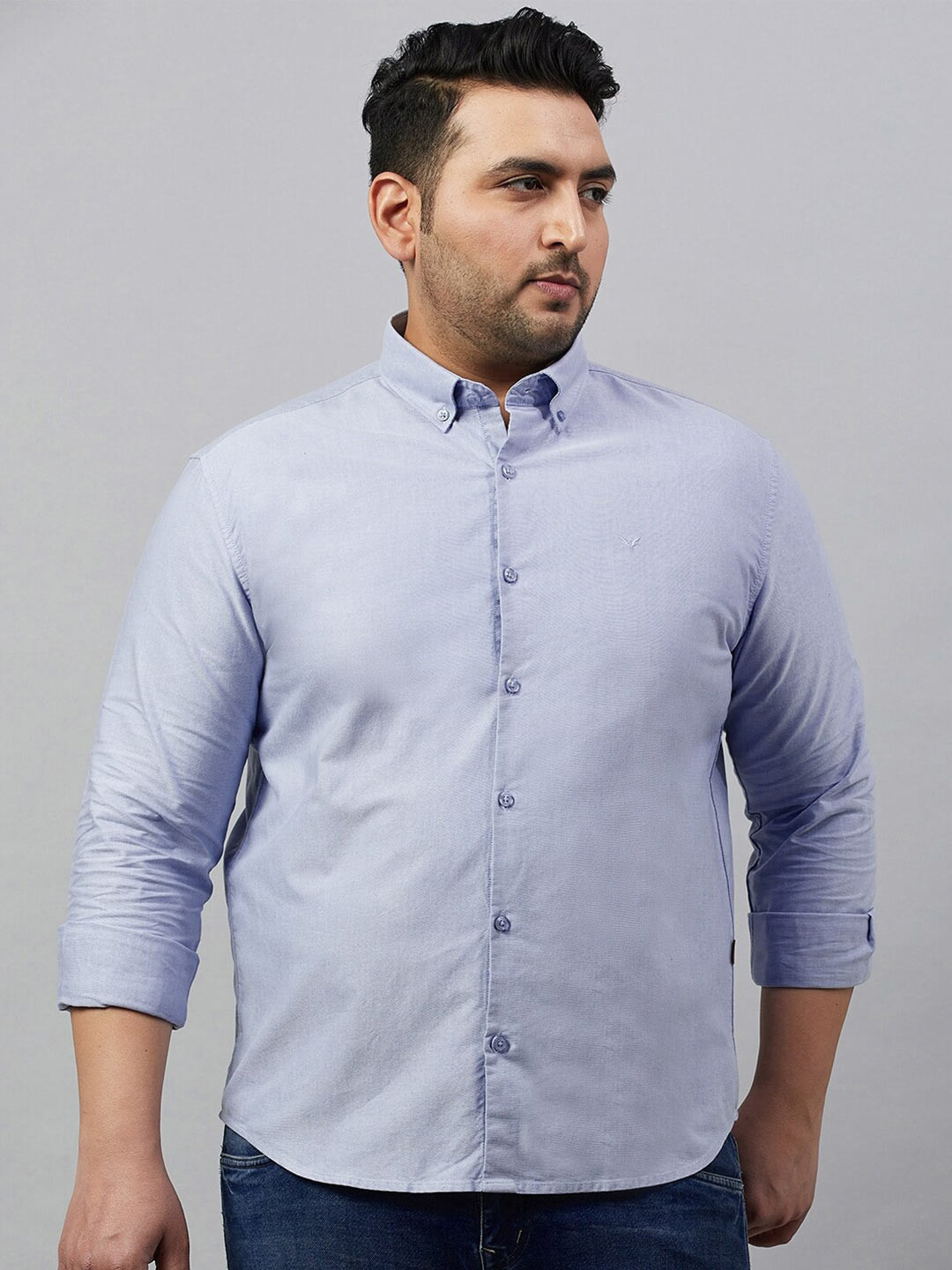 

SHOWOFF Plus Size Button-Down Collar Regular Fit Cotton Formal Shirt, Blue