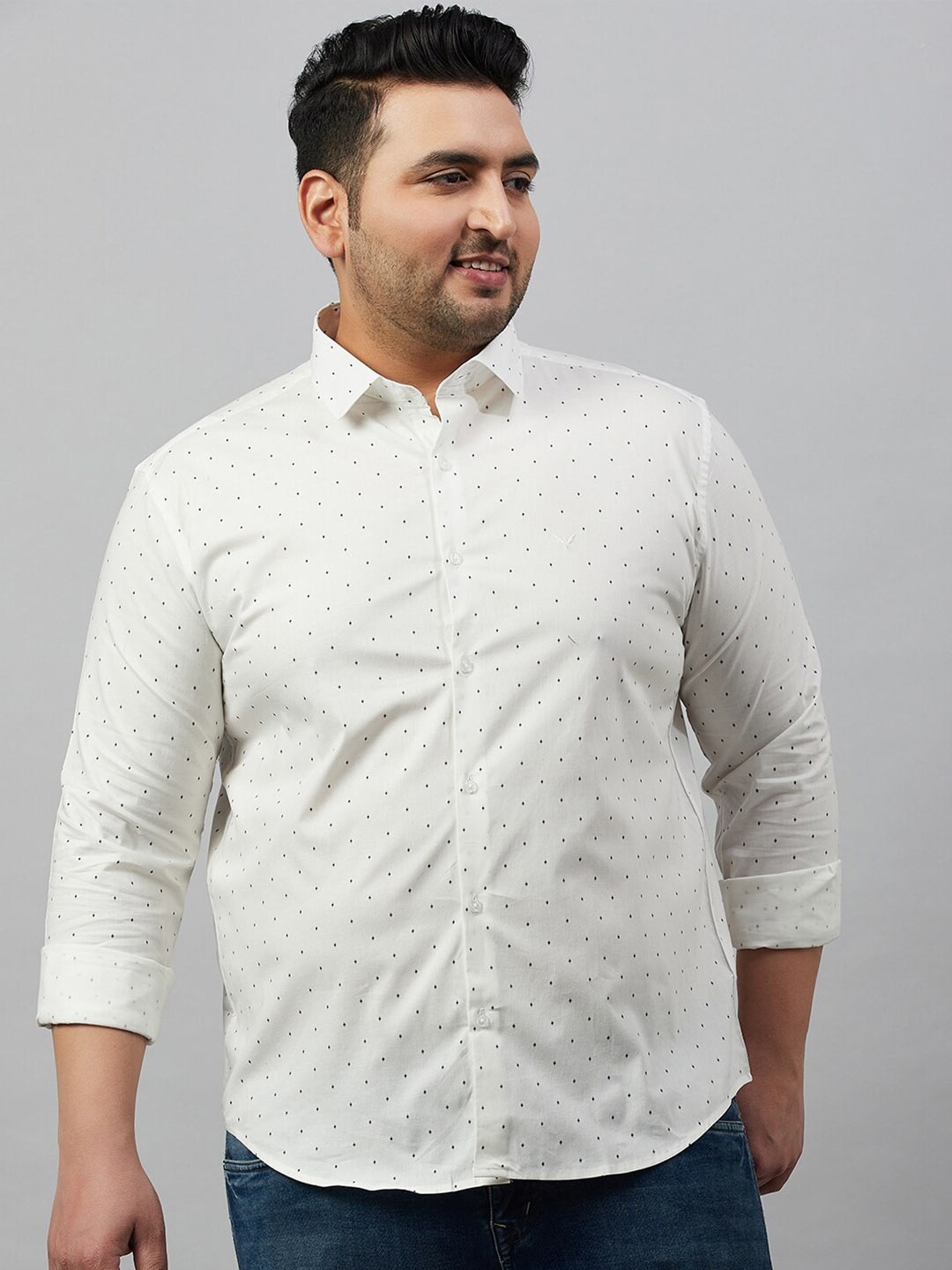 

SHOWOFF Plus Men Plus Size Premium Printed Cotton Casual Shirt, White