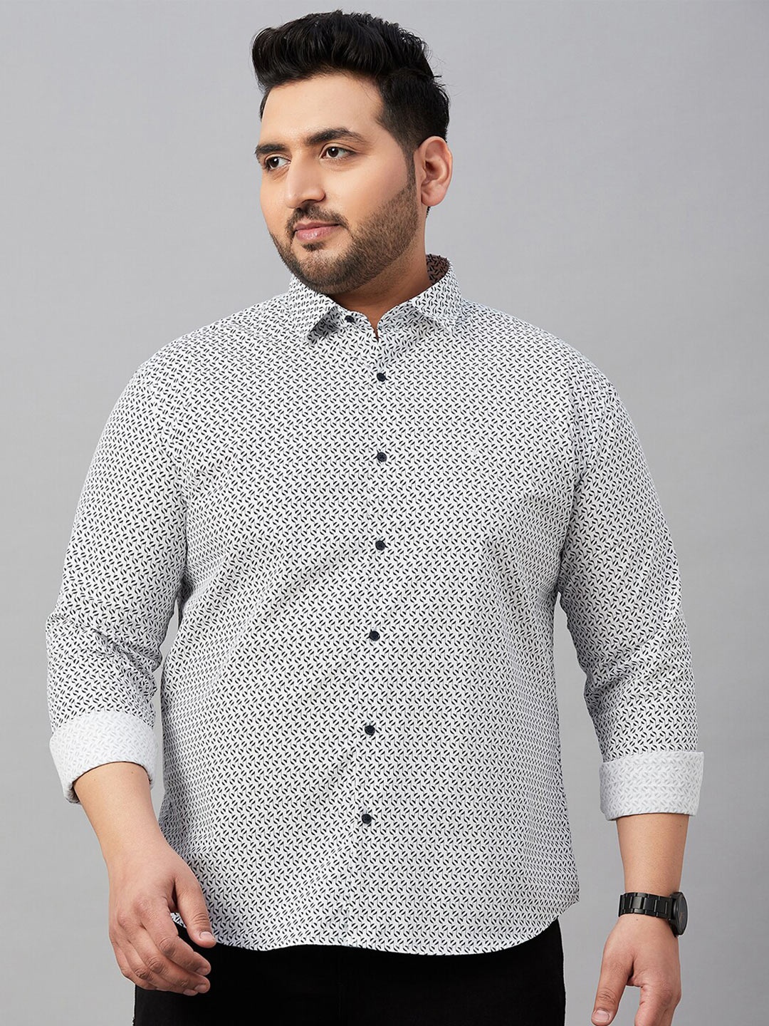 

SHOWOFF Plus Men Micro Ditsy Printed Cotton Premium Casual Shirt, White