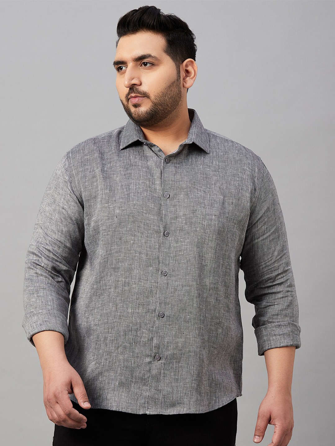 

SHOWOFF Plus Size Smart Spread Collar Cotton Casual Shirt, Black