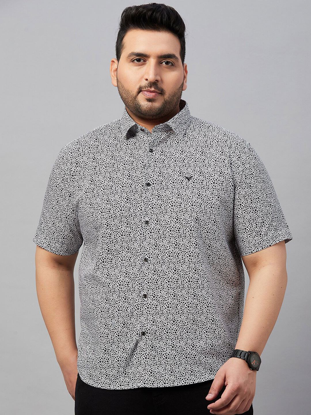 

SHOWOFF Plus Premium Printed Cotton Casual Shirt, White