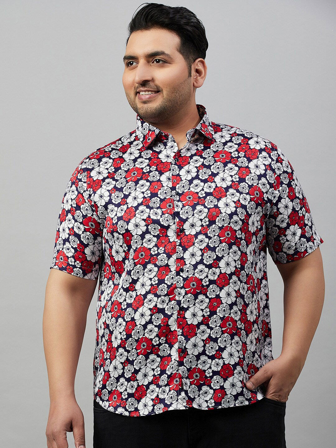 

SHOWOFF Plus Premium Floral Printed Cotton Casual Shirt, Blue