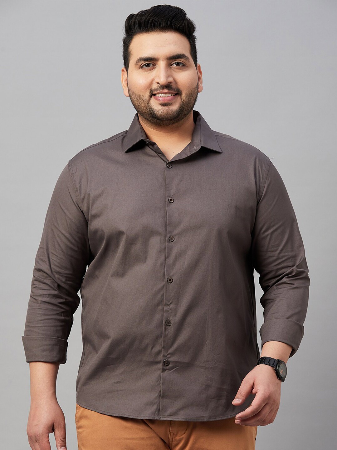 

SHOWOFF Plus Men Plus Size Smart Formal Cotton Shirt, Grey