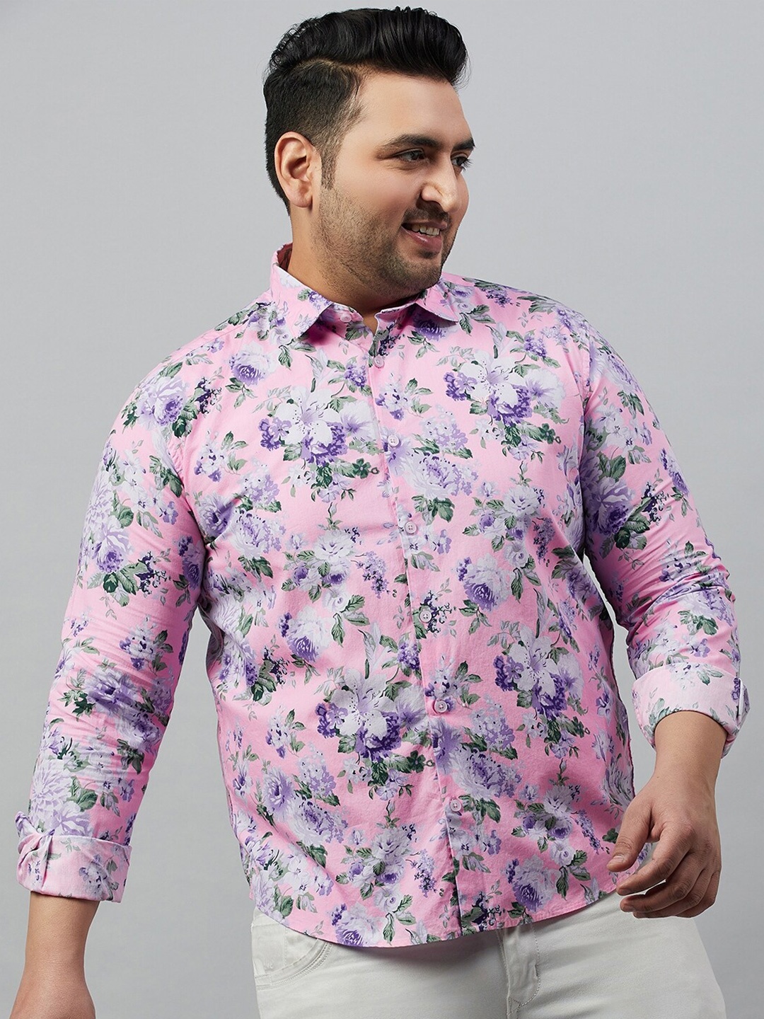 

SHOWOFF Plus Plus Size Floral Printed Cotton Casual Shirt, Pink