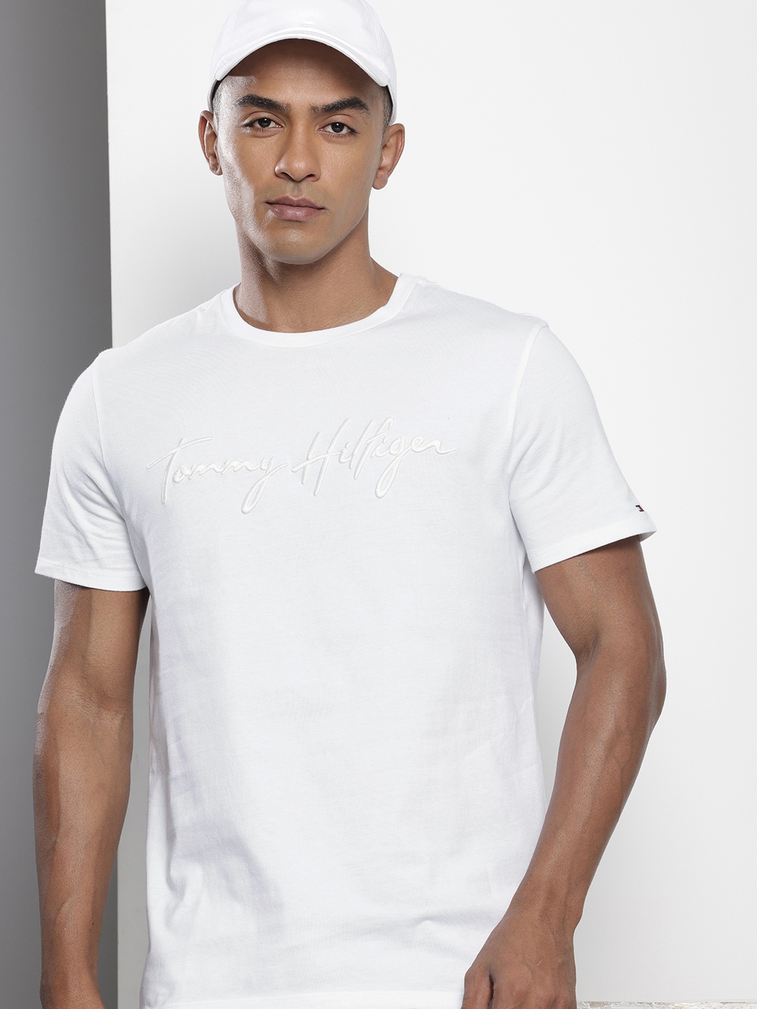 

Tommy Hilfiger Brand Logo Embroidered Pure Cotton T-shirt, White